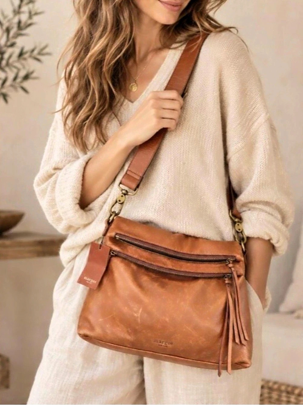Margot Brown Leather Crossbody Bag